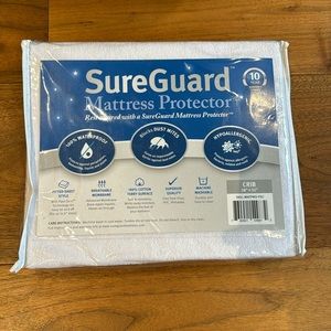 SureGuard Crib Mattress Protector - Waterproof Cover - White NEW